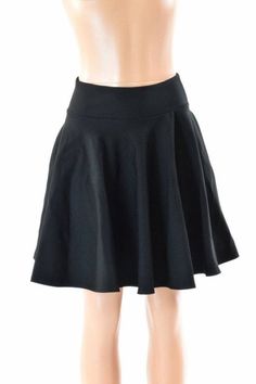 19" Black Zen Soft Knit Skater Skirt Full Circle Stretchy Plush -152477 Spring Skirt With Wide Waistband And Stretch, Spring Stretch Skirt With Wide Waistband, Fitted Solid Color Flared Skirt, Casual Fitted Skort With Wide Waistband, Stretch Elastane Skirt In Solid Color, Black Elastane Lined Skirt, Black Lined Skirt In Elastane, Solid Stretch Flared Skirt, Stretch Lined Skort