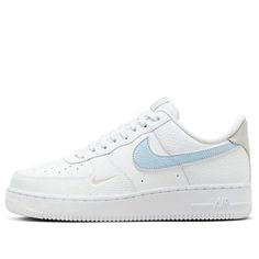 (WMNS) Nike Air Force 1 Low 'Light Armory Blue' HF0022-100 Blue Nike Air Force, Clean White Leather, Air Force Women, White Air Forces, Blue Air, Nike Air Force 1 Low, Girls Style, Air Force 1 Low, Blue Nike