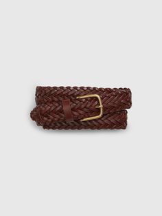 Leather belt.  Braided detail.  Metal buckle.  For more fit and sizing info, check out our Size Guide.  Width: 1. 18" Length Size 32): 40. 5" Braided Belts, D Ring Belt, Braided Leather Belt, Belt Leather, Braided Belt, Woven Belt, Men's Clothes, Braided Leather, Toddler Gifts