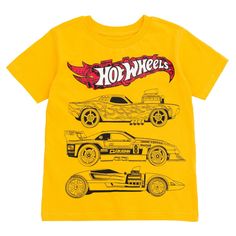 Get ready for fun and play in this Hot Wheels Short Sleeve Graphic T-Shirt & Shorts. Watch as your creative child builds awesome racetracks and does cool stunts with their favorite toy cars and monster trucks. Your kid will love to wear this short sleeve graphic tee shirt and cute and stylish shorts featuring the iconic Hot Wheels brand. HOT WHEELS (TM) and associated trademarks and trade dress are owned by, and used under license from, Mattel. (c) 2022 Mattel. Mesh Shorts Outfit, Stylish Shorts, Boy Car, French Terry Shorts, Shorts Outfit, Terry Shorts, Toy Cars, Mesh Shorts, Screen Printing Designs