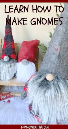 two gnomes sitting next to each other with text overlay reading learn how to make gnomes