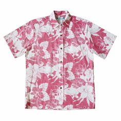 orchid shadow red REVERSE print hawaiian cotton shirt | hawaiian men shirt