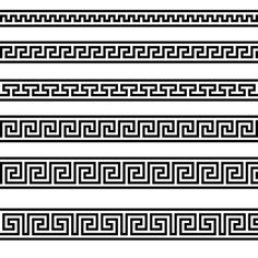 a set of black and white greek ornament designs