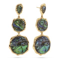 Inspired by the dancing northern lights and dripping in a trifecta of opulence - elemental, striking and vibrant - these statement earrings add a splash of drama to any outfit, day or night. Featuring sustainably harvested abalone set in a molten flourish of gleaming gold, this pair whispers of the mysterious treasures of Mother Earth - from the depths of the sea to the dancing northern lights in the sky -and serves as a reminder of the mercurial magic that you carry within you every day. Lights In The Sky, Earth Goddess, Fine Jewellery Earrings, Mother Earth, Ring Bracelet, Earring Necklace, Ring Necklace, Blue Gold, Post Earrings