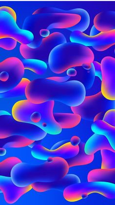 an abstract background with many different colored bubbles in blue and pink colors on a dark blue background