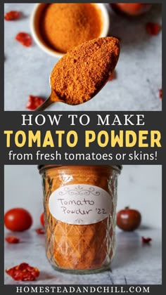 how to make tomato powder from fresh tomatoes or skins in a jar and spoon