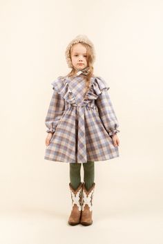 Cute Fitted Winter Dress, Playful Long Sleeve Playwear Dresses, Playful Long Sleeve Dresses For Playwear, Playful Fitted Dress For Fall, Ruffled Dresses For Playtime In Fall, Fall Dresses With Ruffles For Playtime, Playful Long Sleeve Dress For Playdate, Long Sleeve Dresses For Fall Dress-up, Cute Multicolor Winter Dresses