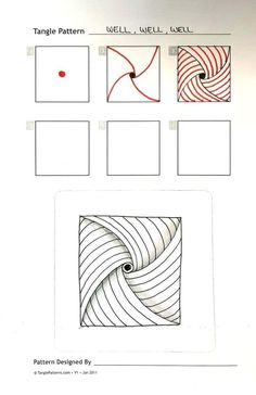 Step By Step Patterns Drawing, Tangle Art Patterns Simple, Zen Doodle Patterns Step By Step Easy, Zen Tangles Patterns, Zentagle Drawing Easy Step By Step, Zen Tangle Patterns Easy Step By Step, Tangling Art Patterns, Art Drawings Step By Step