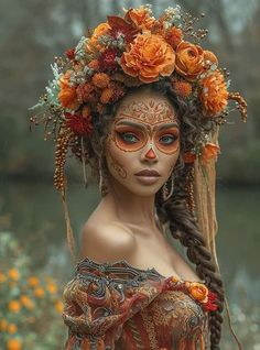 Day Of The Dead Halloween Makeup, Dia Los Muertos Costume, Dia De Muertos Costume Ideas, Day Of The Dead Outfits Woman, Day Of The Dead Headpiece Diy, Dia De Los Muertos Outfit For Women, Dia De Los Muertos Makeup Ideas, Flower Witch