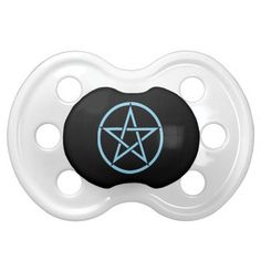 a black and white pacifier with a pentagramil on it