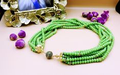 Introducing our Beaded Multistrand Lime Green Glass Chunky Necklace, a truly fashionable and luxurious piece of jewelry that will surely make a unique statement. Handcrafted with care, this stunning necklace is the perfect gift for her, suitable for any special occasion. The vibrant lime green glass beads beautifully flow along multiple strands, adding a touch of elegance and sophistication to any outfit. With convenient magnetic clasps, putting on and taking off this   Big Bold necklace is a br Avant Garde Jewelry, Necklace Luxury, Perfect Gift For Girlfriend, Special Occasion Jewelry, Magnetic Lock, Bold Necklace, Great Gifts For Women, Gift Box Packaging, Jewelry Unique