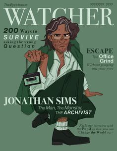 the cover of watcher magazine with an illustration of a man in green jacket and white shirt