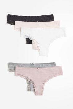 Brazilian briefs with lace trim. Low waist  high cut back  and lined gusset. H&m Lingerie, Pink Dusty, Baby Gym, Kitty Wallpaper, Lady Grey, Powder Pink, Baby Halloween