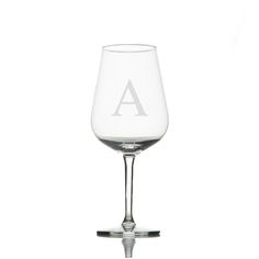 a wine glass with the letter a on it