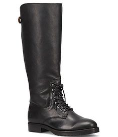 Women's Boots & Booties | Dillard's Casual Lace-up Boots With Closed Toe Medium Width, Casual Lace-up Boots With Closed Toe, Casual Wide Calf Moto Boots For Spring, Casual Wide Calf Boots With Leather Sole, Casual Leather Lace-up Boots With Wide Calf, Fall Lace-up Boots With Cushioned Footbed, Casual Knee-high Boots With Rubber Sole, Edgy Fall Boots With Rubber Sole, Casual Moto Boots With Reinforced Heel In Medium Width