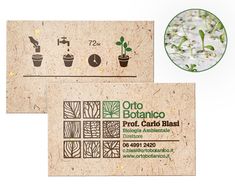 two business cards with plant images on them