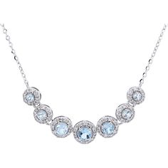 Imagine wearing a necklace that captures the serene and mesmerizing hues of the Swiss Alps, bringing an air of sophistication and tranquility to your look. This exquisite 10K White Gold Swiss Blue Topaz Graduating Necklace is designed for the modern woman who values elegance and understated luxury. The captivating blue topaz stones, totaling 0.44 carats, are meticulously arranged in a graduating design, creating a beautiful flow that mirrors the natural gradient of the sky.Each topaz is embraced by a halo of sparkling diamonds, adding a touch of brilliance and highlighting the vivid blue of the main stones. The diamonds, with a total weight of 0.16 carats, provide the perfect contrast and sparkle, enhancing the overall allure of the piece. Set in lustrous 10K white gold, this necklace offe Special Occasion Jewelry, Diamond Birthstone, Topaz Jewelry, Understated Luxury, Blue Topaz Stone, Luxury Necklace, White Gold Necklaces, Swiss Alps, Modern Necklaces