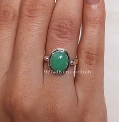 Green Onyx Ring, 925 Sterling Silver Ring, May Birthstone Ring, Oval Gemstone Ring, Handmade Silver Jewelry, Bohemian Ring, Ring for Women Gemstone Name - Green Onyx Stone Quality - AAA Ring Weight - 4.4 gm Ring Length - 1.5 cm  Ring Width - 1.2 cm  Stone Shape - As shown in the picture Ring Size - All Ring Size Available  You'll get the exact product as shown in the pictures We serve complete 925 sterling silver Jewelry and genuine properties of the stone. The products are dispatched from the small business from USA. Product Quality and Packaging - Our all products are 925 Silver Stamped which shows that the product is genuine and authentic .The products are dispatched from the small business from USA so you get the product on time and the product packaging comes in bubble foil wrap with Handmade Adjustable Oval Emerald Ring, Stackable Oval Emerald Ring In Silver, Oval Emerald Ring With Natural Stones In Sterling Silver, Oval Sterling Silver Stackable Emerald Ring, Handmade Silver Emerald Ring With Oval Cabochon, Silver Emerald Oval Cabochon Ring, Oval Stackable Emerald Ring In Sterling Silver, Oval Emerald Ring With Stone Setting In Sterling Silver, Oval Emerald Ring With Sterling Silver Setting