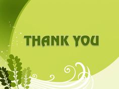 a thank you card with green leaves and swirls