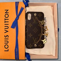 Louis Vuitton X/Xs Iphone Monogram Charm Case Brand New Dust Bag & Box Lv Flower Charms Luxury Gold Rectangular Phone Accessories, Luxury Rectangular Mobile Phone Bag, Luxury Rectangular Phone Accessories For Travel, Louis Vuitton Phone Case, Iphone Covers, Louis Vuitton Accessories, Iphone Cover, Flower Charm, Phone Case Accessories