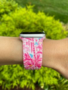 Pink Palm Silicone Band for Apple Watch – PinkIcingByCarolyn Apple Watch Bands Preppy, Cute Apple Watch Bands Women, 44mm Apple Watch Women, Cute Watch Bands, Apple Watch Aesthetic Bands, Apple Watch Bands Aesthetic, Preppy Apple Watch, Pink Apple Watch Band, Cute Apple Watch Bands