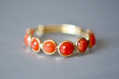 Coral Ring, 18kt Yellow Gold Gemstone Ring, Italian Coral Jewelry, Eternity Band Ring, Promise Ring, Elegant Red Stackable Rings, Elegant Red Stackable Promise Rings, Elegant Red Stackable Rings With Bezel Setting, Elegant Red Gemstone Stackable Rings, Elegant Red Stackable Jewelry, Elegant Red Stackable Wedding Rings, Red 14k Gold Stackable Rings, Red 14k Gold Stackable Round Rings, 14k Gold Red Stackable Rings