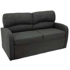 a grey couch with two recliners on the back and one seat upholstered