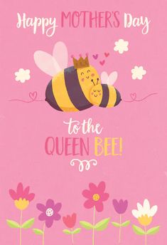 a mother's day card with a bee sleeping on top of a flower field