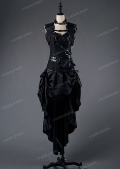 Black Gothic Steampunk High-low Party Dress  /  www.d-roseblooming.com Black Steampunk Corset Dress For Fantasy Events, Gothic Ruffled Corset Dress For Festival, Luxury Gothic Corset Dress For Larp, Black Steampunk Dress With Ruffles, Steampunk Skirt Gallery Serpentine (gs) Corsets Steampunk Gothic Victorian Gowns, Warrior Dress, Victorian Steampunk Wedding, High Low Party Dresses, Steampunk Wedding Dress