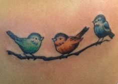 three little birds sitting on a branch tattoo