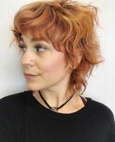 Shullet Hairstyles: Embrace Short Hair with Stunning 16 Ideas - Opentimehours.com Copper Mullet Hair Short, Pixie Haircut With Long Sides, Short Textured Shag, 90s Shag Haircut Short, Short Shullet Hairstyles, Shullet Hairstyles Short, Short Shullet, Shag Undercut, Copper Mullet