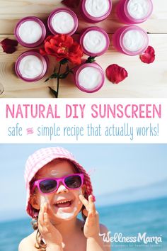 Get sun protection without the toxins with homemade sunscreen. Made with coconut oil, shea butter, non-nano zinc oxide and other natural ingredients. Natural Sunscreen Recipe, Sunscreen Recipe, Baby Sunscreen, Coconut Oil Skin Care, Natural Spf, Wellness Mama, Mama Natural, Creme Anti Age, Diy Kosmetik