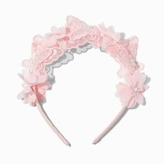 Claire's Club Special Occasion Pink Butterfly & Floral Headband Girly Headband, Pink Hairband, Crown Hair Clip, Kawaii Hair Clips, Sensitive Ears Earrings, Piercing Kit, Flower Crown Hairstyle, Special Occasion Hairstyles, Heart Accessories