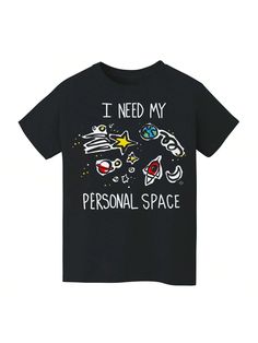 COMFY & COOL: Nearly There offers graphic shirts made of materials that are durable, comfortable, and easy to care for. Whether you're looking for a funny, inspirational, or pop-culture-inspired graphic shirt, we've got you covered.Nearly There Personal Space Juniors Pod Kids Tween Boy Graphic Cotton Short-Sleeve T-Shirt Black Casual  Short Sleeve  Cartoon,Geometric,Letter  Medium Stretch  Tween Boys Clothing, size features are:Bust: ,Length: ,Sleeve Length: Personal Space, Boys Top, Graphic Shirt, Boys Clothing, Boys T Shirts, Black Casual, Maternity Bag, Graphic Shirts, Cotton Shorts