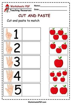 worksheet for teaching numbers and counting to 10 with an apple pattern on it