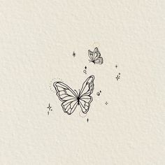 Butterflies, Tattoos, Stars, White