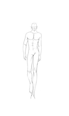 a line drawing of a man's body and torso, viewed from the front