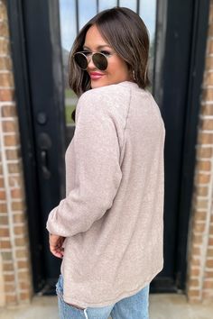 Get cozy and comfortable in our Exhale Brushed Melange Hacci Oversized Henley Sweater. Made with a soft material, this sweater will keep you warm and stylish. Perfect for lounging or running errands, it's the perfect addition to any wardrobe. Fit: She is wearing her true size medium. Fits true to size. If in between sizes, size down. Tank Romper, Henley Sweater, New Arrival Dress, Getting Cozy, Soft Material, Running Errands, Mocha, Sweater Top, Clothing And Shoes