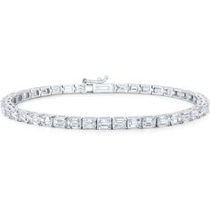 Ninacci Platinum 7 East to West Style Tennis Bracelet with 10.79 Carats Emerald Cut Diamonds Elegant Platinum Baguette Cut Tennis Bracelet, Elegant White Baguette Cut Tennis Bracelet, Elegant Platinum Tennis Bracelet With Baguette Diamonds, Classic White Baguette Cut Diamond Bracelet, Classic White Tennis Bracelet With Baguette Diamonds, White Baguette Cut Platinum Tennis Bracelet, Platinum Tennis Bracelet With Baguette Cut Prong Setting, Platinum Baguette Cut Tennis Bracelet With Prong Setting, Platinum Tennis Bracelet With Baguette Cut