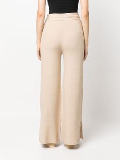 Find PATRIZIA PEPE High-waist Fine-knit Trousers on Editorialist. sand beige fine knit short side slits high waist elasticated drawstring waistband wide leg straight hem Elegant Beige Knit Bottoms, Beige Cashmere Bottoms For Loungewear, Fitted Taupe Bottoms For Loungewear, Chic Beige Knit Bottoms, Fitted Knit Beige Bottoms, Beige Knit Bottoms For Fall, Beige Knit Wide-leg Bottoms, Beige Knit Wide Leg Bottoms, Chic Cream Knit Bottoms