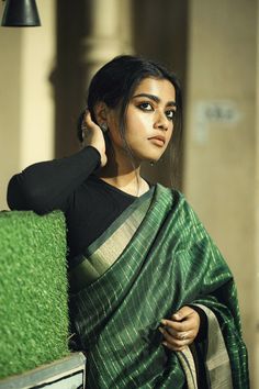 Fabric : Raw Silk Color : Fern Green Length : 5.5 Meter Saree + 0.80 Meter Blouse Saree Work : Zari Woven Line All Over Border : Zari Woven Border Wash : Dry Clean Only Product color may little differ as per the brightness or color settings of your device. Designer Handloom Pre-draped Green Saree, Green Slub Silk Unstitched Blouse Piece, Green Slub Silk Blouse Piece For Puja, Green Handloom Slub Silk Blouse Piece, Green Slub Silk Handloom Blouse Piece, Festival Green Blouse Piece With Weaving Work, Green Raw Silk Saree With Weaving Work, Green Handloom Cotton Silk Sets, Green Traditional Wear With Weaving For Navratri