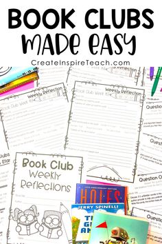 the book club made easy printable worksheet is shown with books on it