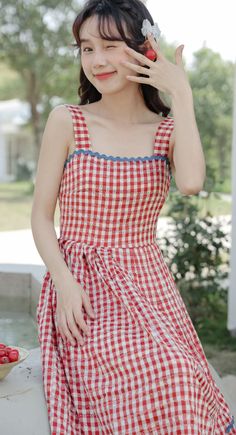 Thick cami strap midi dress with a square neckline, scallop trims and daisy gingham print all over. Wear on its own or layer with a blouse for all the picnic vibes. Concealed back zipper. S: 31.5" chest, 25" waist, 43" lengthM: 33" chest, 26.5" waist, 43" lengthL: 34.5" chest, 28" waist, 44" length Sleeveless Midi Dress With Ruffles For Picnic, Square Neck Lined Sundress For Brunch, Cotton Square Neck Sundress For Day Out, Picnic Sundress With Tie Straps, Summer Midi Dress For Picnic, Summer Sundress With Adjustable Straps For Picnic, Spring Gingham Sundress For Brunch, Summer Cotton Midi Dress For Picnic, Cotton Dresses With Adjustable Straps For Picnic