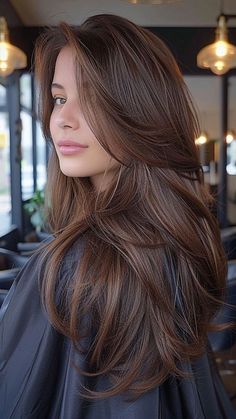 Hair Colours For Long Hair, Long Layers From The Back, Layer Brown Hair, Long Haircut With Face Framing, Med Layered Haircuts, Haircuts For Medium Long Hair, Trending Haircuts For Women 2024, Long Round Layers Haircut, Hair Colour For Women