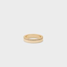 The beauty of a stack in one sleek band! The Pave Edge Band looks great as a wedding band or on it's own. Paving Edging, Women Rings, Sleek, Looks Great, Wedding Bands, 18k Gold, Ring Size, Band