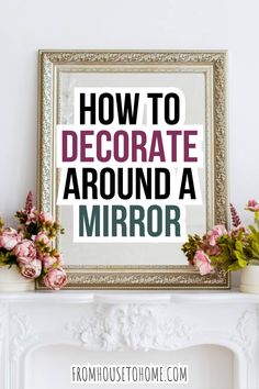 Discover the best techniques for decorating around a mirror and enhance your living space with style. What To Hang Around A Mirror, What To Put Around A Mirror, Decorating Around Mirror On Wall, Wall Decor Living Room Mirror Ideas, Above Couch Wall Decor With Mirror, Arrangement Of Pictures On Wall, How To Decorate A Large Mirror, Mirror For Mantel, Picture Wall With Mirror In Center