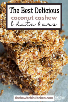 The Best Delicious Coconut Cashew & Date Bars. Whether you’re Whole30, Paleo, or simply looking for a healthier snack or dessert idea, give these bars a spot in your weekly menu. Find inspiration in cashew coconut date bars, coconut date bars, coconut date bars recipe, and healthy coconut date bars. These Coconut Cashew and Date Bars make a delicious, healthy, snack.