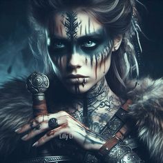 Huntress Makeup, Savage Daughter, Viking Costumes, Valhalla Tattoo, Viking Outfit, Warrior Makeup, Viking Halloween Costume, Viking Makeup, Vikings Halloween