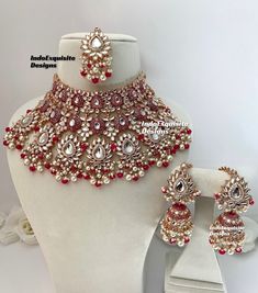 Premium Quality Kundan Meenakari Bridal set in Rose Gold base/Wedding/bridal jewelry/ Indian jewelry /Kundan Jewelry/Bridal Set/Hot pink magenta color  All items are shipped from Brampton, Ontario, Canada. If you need your item by a certain day, please reach out to us for express delivery option before placing the order so that we can update the shipping for you. Standard shipping/delivery timeline Below are the delivery timeline estimates. We dispatch all orders by the next business day. ---> USA delivery timeline * 2-6 business days to major urban centers in USA. It may take 1-2 days extra to remote locations ---> Canada delivery timeline  * 2-3 business days - GTA  & Montreal  * 2-4  business days - Rest of Ontario/Quebec * 4-6 business days-  Rest of Canada    ---> Europe/Middle East t Traditional Meenakari Jewelry Sets For Marriage, Traditional Red Jewelry Sets For Marriage, Bridal Jewelry Indian, Meenakari Necklace, Brampton Ontario, Trendy Stud Earrings, Kundan Jewellery Bridal, Jewelry Kundan, Indian Wedding Hairstyles