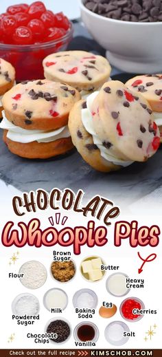 chocolate chip whoopie pies are on the table